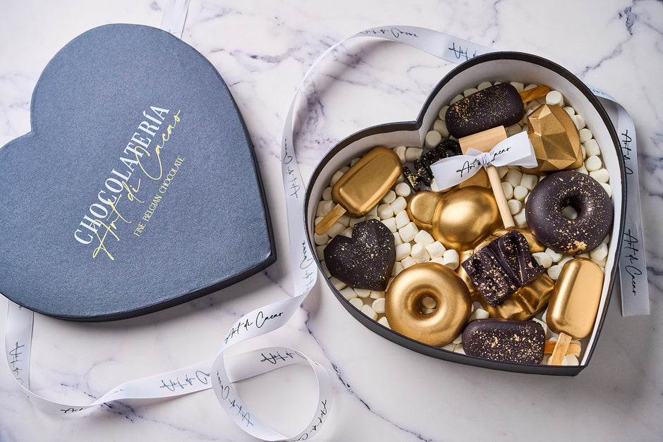 caja de chocolates en forma de corazon - Art di Cacao