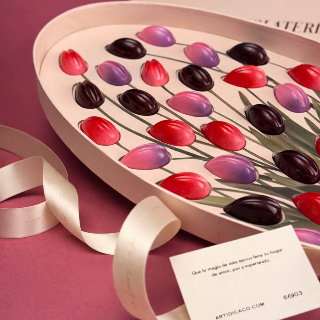 Chocolates belga caja bouquet tulipanes | MD01-G